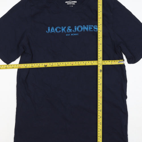 Jack & Jones Teens Navy Blue XS Logo Graphic Crew Neck T-Shirt