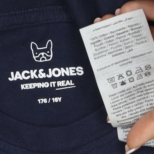 Jack & Jones Teens Navy Blue XS Logo Graphic Crew Neck T-Shirt