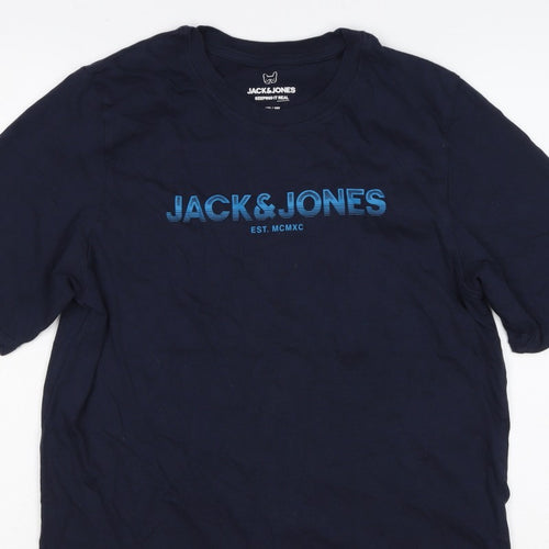 Jack & Jones Teens Navy Blue XS Logo Graphic Crew Neck T-Shirt