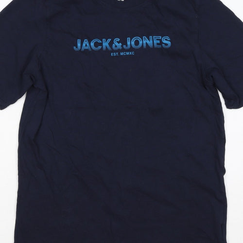 Jack & Jones Teens Navy Blue XS Logo Graphic Crew Neck T-Shirt