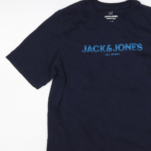 Jack & Jones Teens Navy Blue XS Logo Graphic Crew Neck T-Shirt