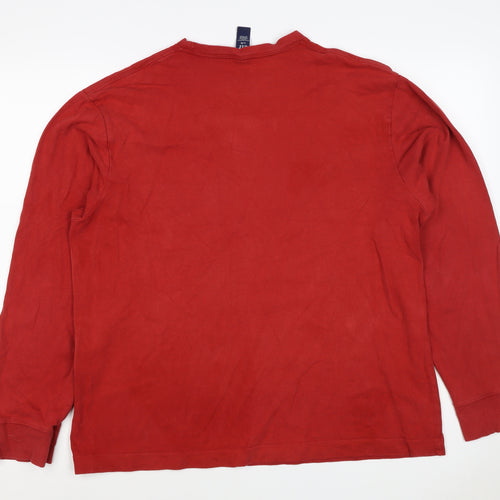 Gap Men's Red L Crew Neck Cotton Pullover Sweatshirt Long Sleeve