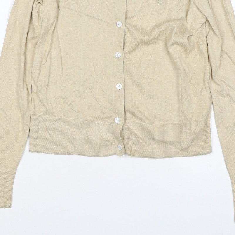 Polo Ralph Lauren Women Beige XS Pima Cotton V-Neck Button Cardigan