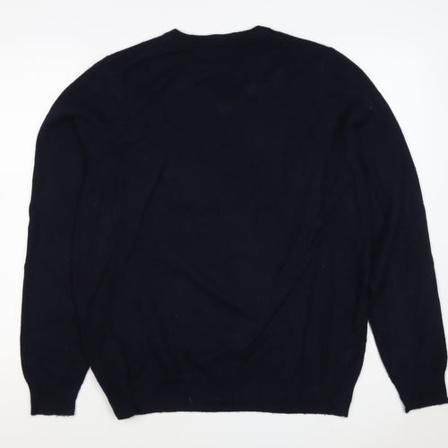 Autograph Men’s Blue L Pure Cashmere V-Neck Pullover Jumper