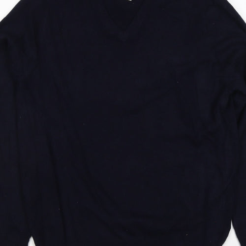 Autograph Men’s Blue L Pure Cashmere V-Neck Pullover Jumper