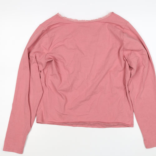 Hollister Women Pink 2XL Wrap V-Neck Lace Long Sleeve Jersey Top