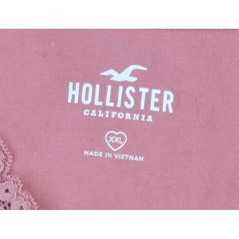 Hollister Women Pink 2XL Wrap V-Neck Lace Long Sleeve Jersey Top
