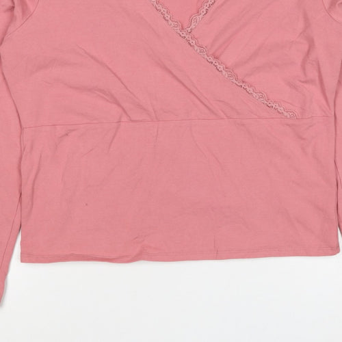 Hollister Women Pink 2XL Wrap V-Neck Lace Long Sleeve Jersey Top