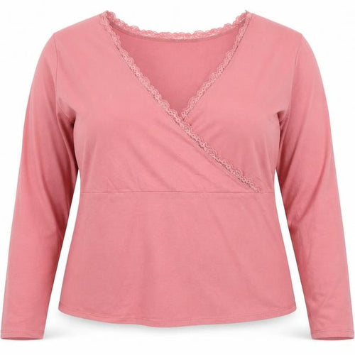 Hollister Women Pink 2XL Wrap V-Neck Lace Long Sleeve Jersey Top