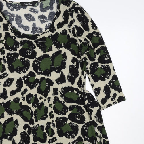 Mina Kenner Women’s Green Leopard Print Fit & Flare Dress UK 16