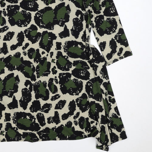 Mina Kenner Women’s Green Leopard Print Fit & Flare Dress UK 16