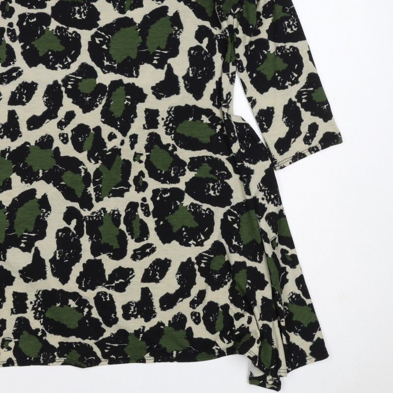 Mina Kenner Women’s Green Leopard Print Fit & Flare Dress UK 16