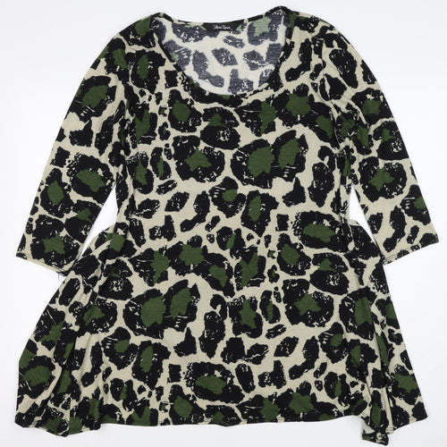 Mina Kenner Women’s Green Leopard Print Fit & Flare Dress UK 16