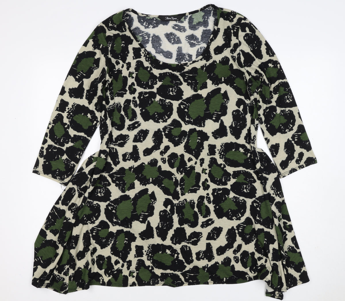 Mina Kenner Women’s Green Leopard Print Fit & Flare Dress UK 16