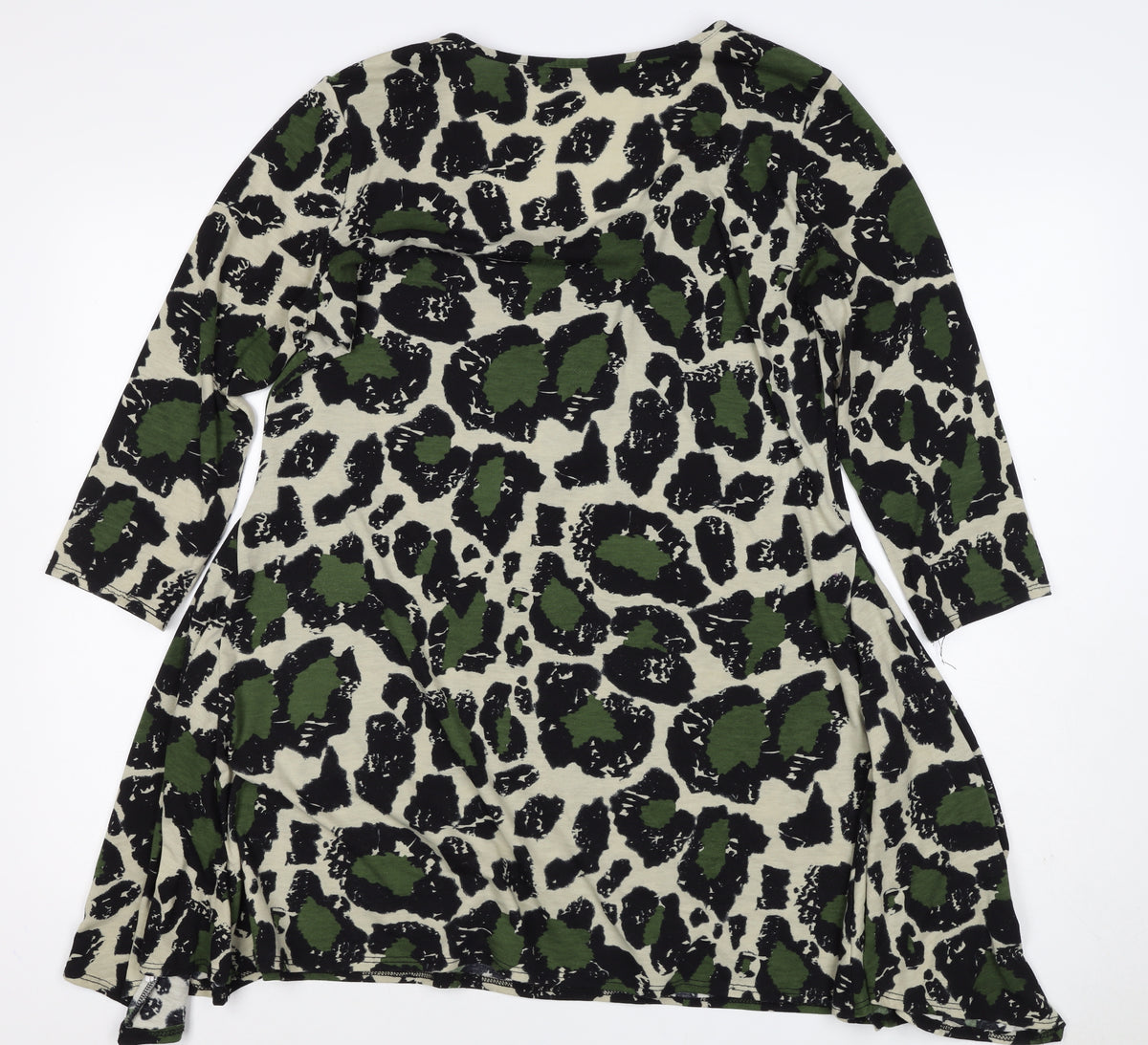 Mina Kenner Women’s Green Leopard Print Fit & Flare Dress UK 16
