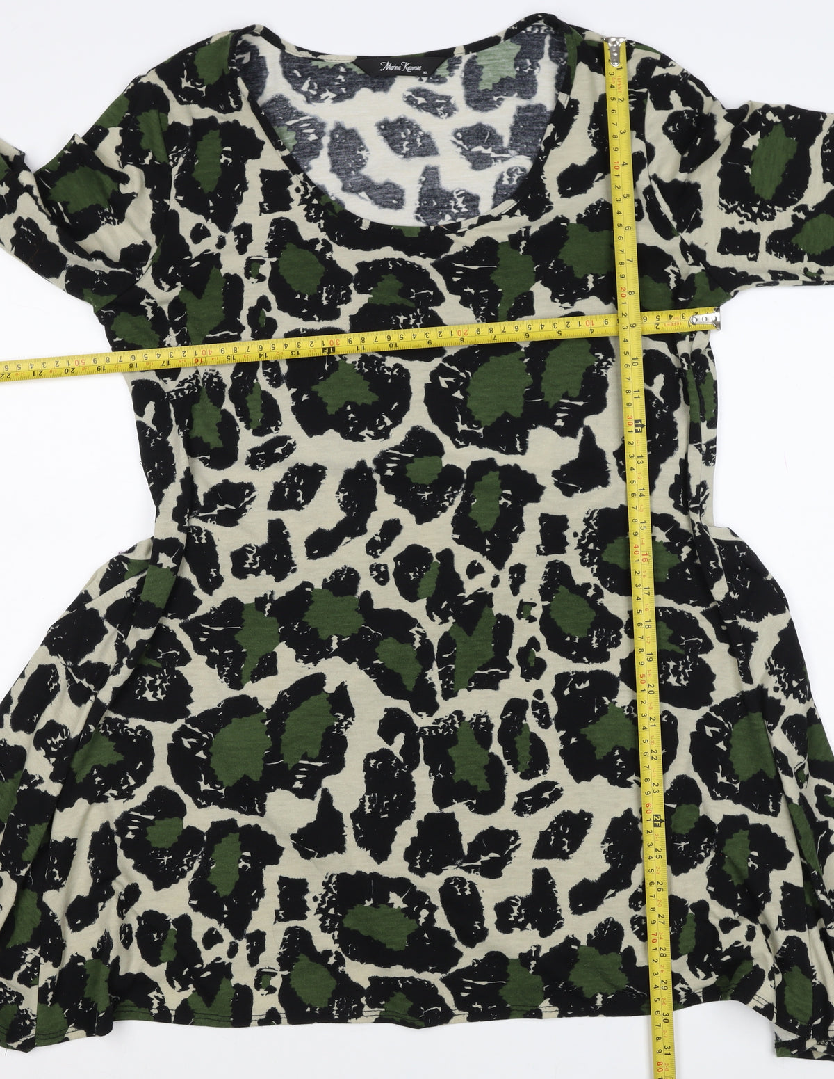 Mina Kenner Women’s Green Leopard Print Fit & Flare Dress UK 16