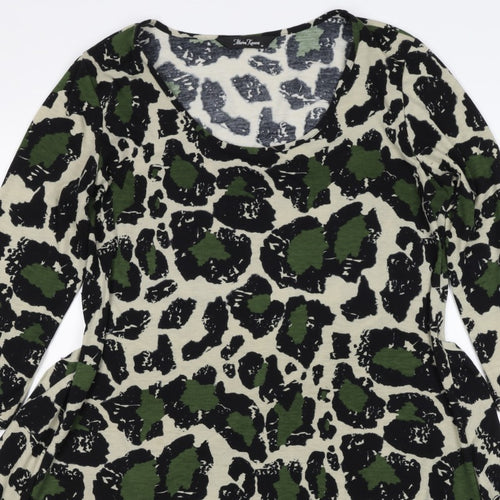 Mina Kenner Women’s Green Leopard Print Fit & Flare Dress UK 16