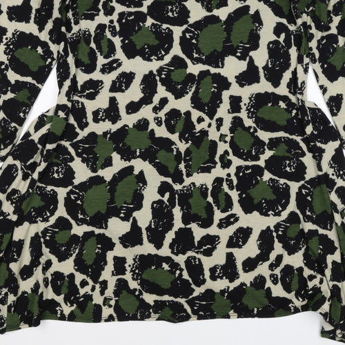 Mina Kenner Women’s Green Leopard Print Fit & Flare Dress UK 16