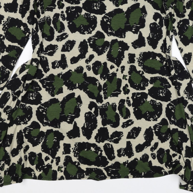 Mina Kenner Women’s Green Leopard Print Fit & Flare Dress UK 16