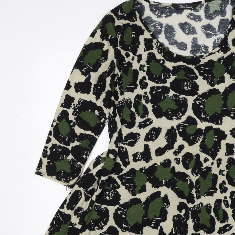 Mina Kenner Women’s Green Leopard Print Fit & Flare Dress UK 16