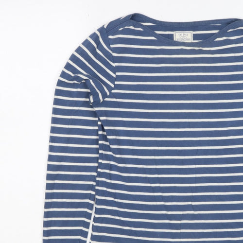 Fat Face Women Blue White Stripe UK 8 Jersey Long Sleeve T-Shirt
