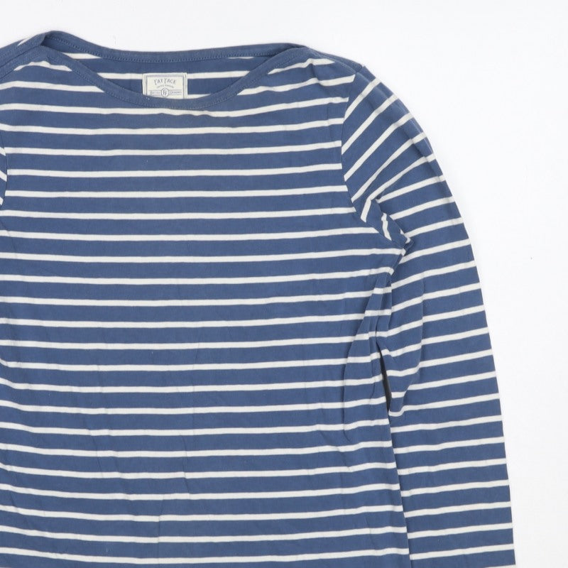 Fat Face Women Blue White Stripe UK 8 Jersey Long Sleeve T-Shirt