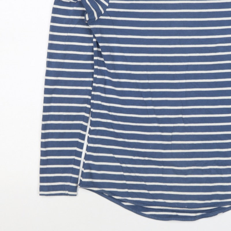 Fat Face Women Blue White Stripe UK 8 Jersey Long Sleeve T-Shirt