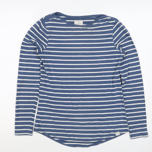 Fat Face Women Blue White Stripe UK 8 Jersey Long Sleeve T-Shirt