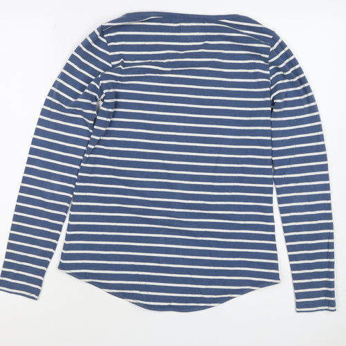 Fat Face Women Blue White Stripe UK 8 Jersey Long Sleeve T-Shirt