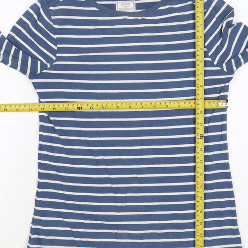 Fat Face Women Blue White Stripe UK 8 Jersey Long Sleeve T-Shirt
