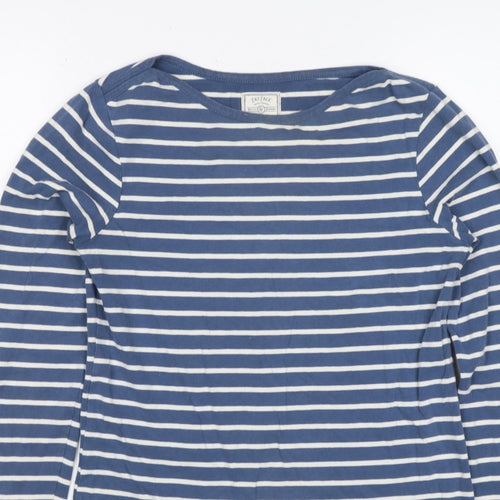 Fat Face Women Blue White Stripe UK 8 Jersey Long Sleeve T-Shirt