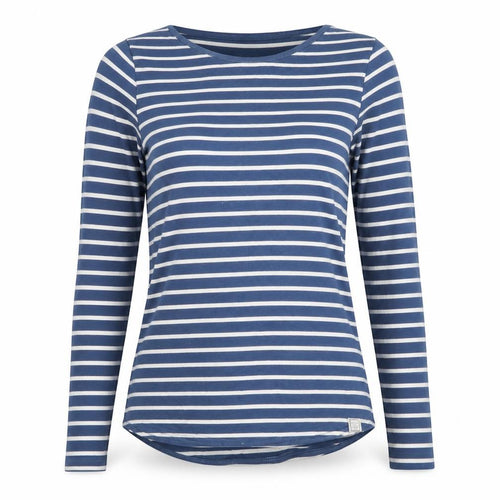 Fat Face Women Blue White Stripe UK 8 Jersey Long Sleeve T-Shirt