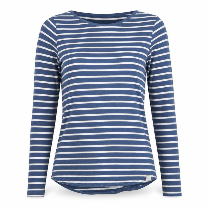 Fat Face Women Blue White Stripe UK 8 Jersey Long Sleeve T-Shirt