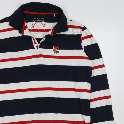 Cotton Traders Men’s Multicoloured 2XL Striped Long Sleeve Rugby Polo