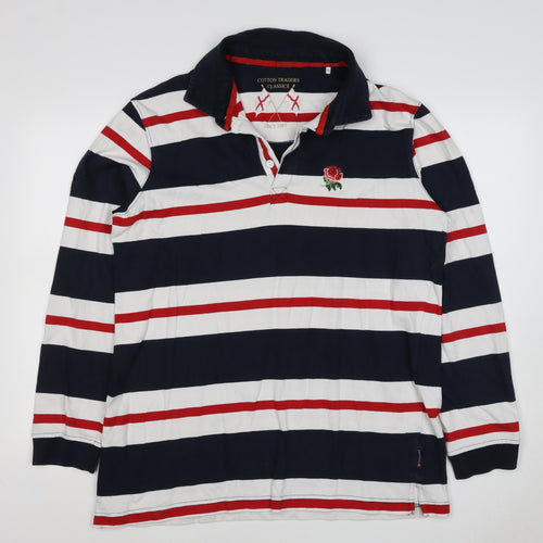 Cotton Traders Men’s Multicoloured 2XL Striped Long Sleeve Rugby Polo