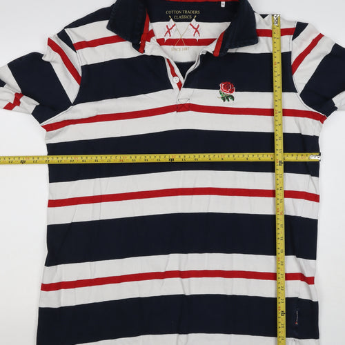 Cotton Traders Men’s Multicoloured 2XL Striped Long Sleeve Rugby Polo