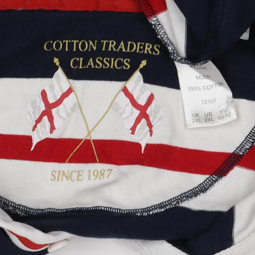 Cotton Traders Men’s Multicoloured 2XL Striped Long Sleeve Rugby Polo