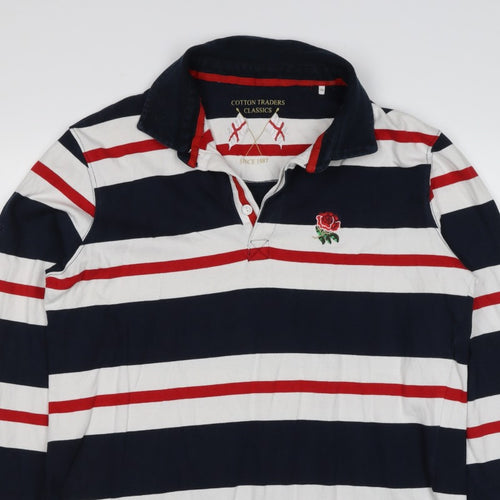 Cotton Traders Men’s Multicoloured 2XL Striped Long Sleeve Rugby Polo