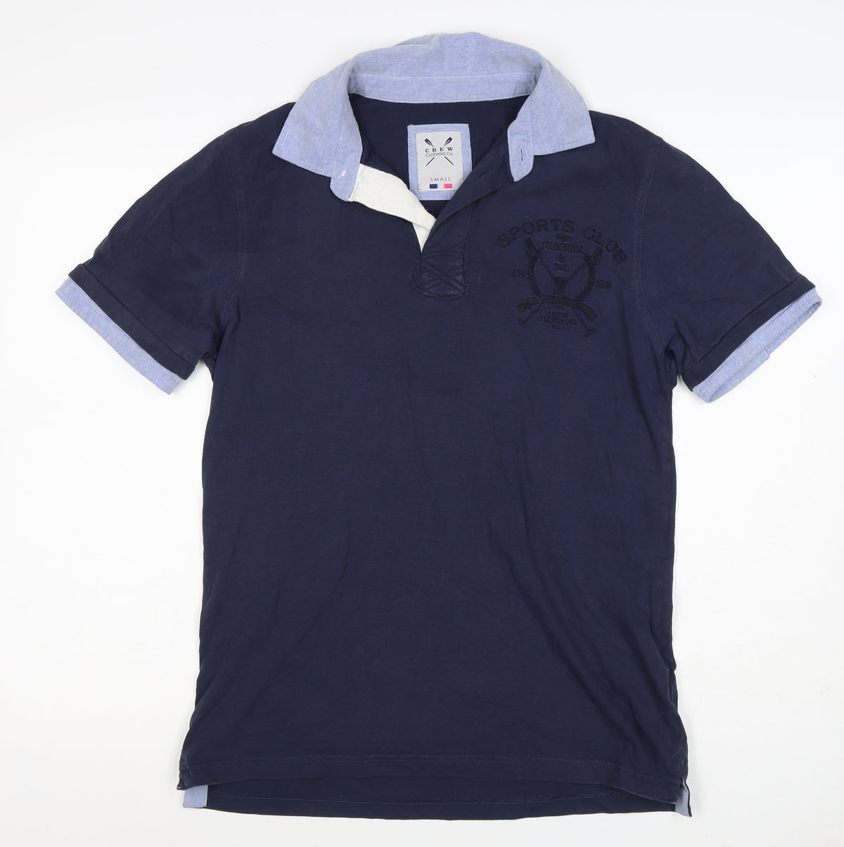 Crew Clothing Co Men’s Blue Small Embroidered Sports Club Polo Shirt
