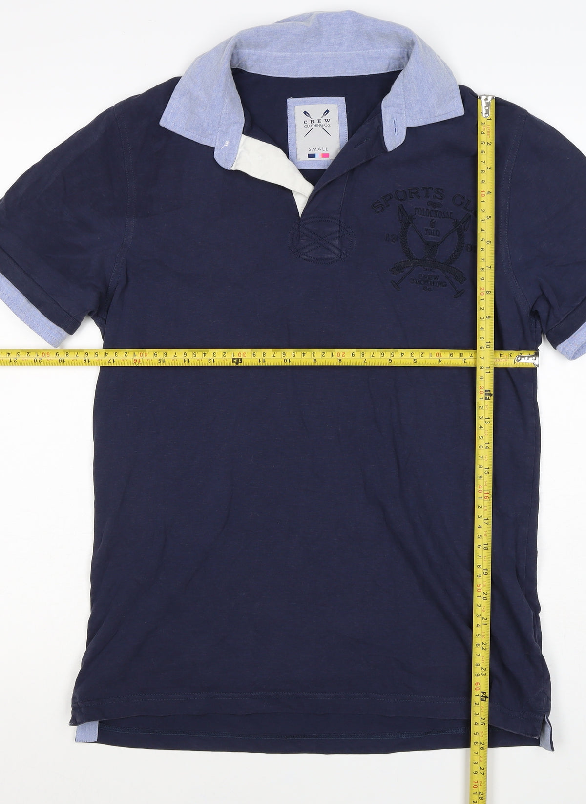 Crew Clothing Co Men’s Blue Small Embroidered Sports Club Polo Shirt
