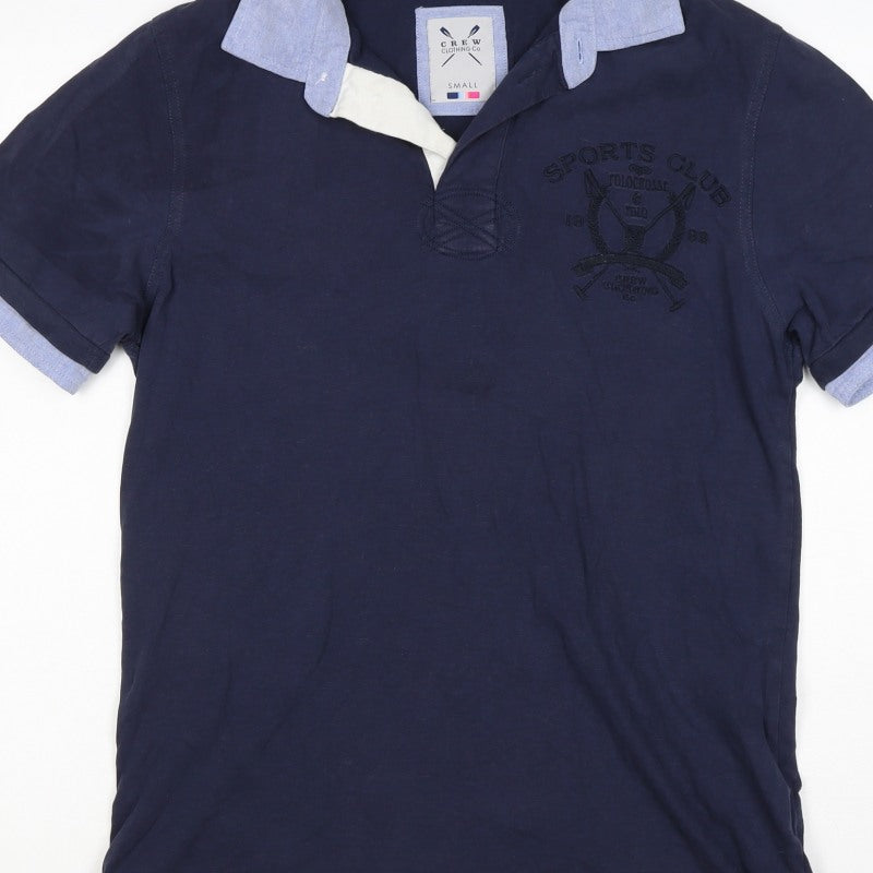 Crew Clothing Co Men’s Blue Small Embroidered Sports Club Polo Shirt