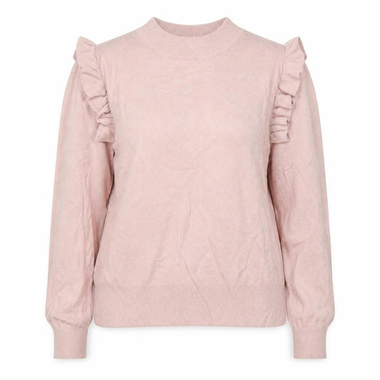 New Look Women Pink Size 14 Ruffle High Neck Knit Jumper