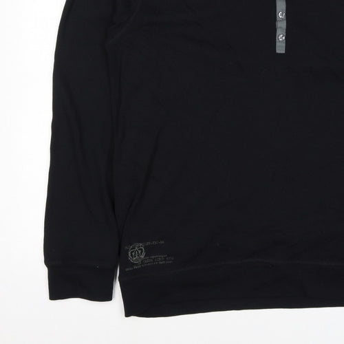 Next Men’s Black XL Cotton Henley Button Logo Sweatshirt