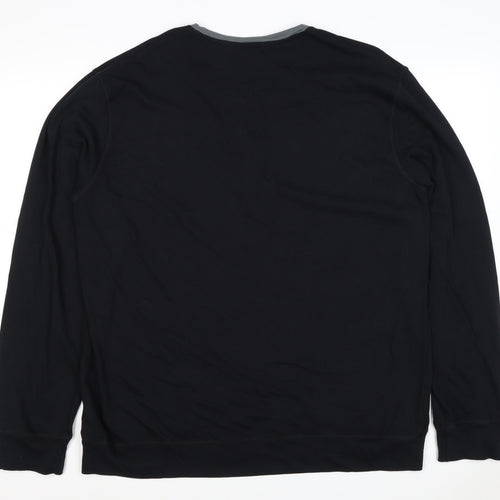 Next Men’s Black XL Cotton Henley Button Logo Sweatshirt