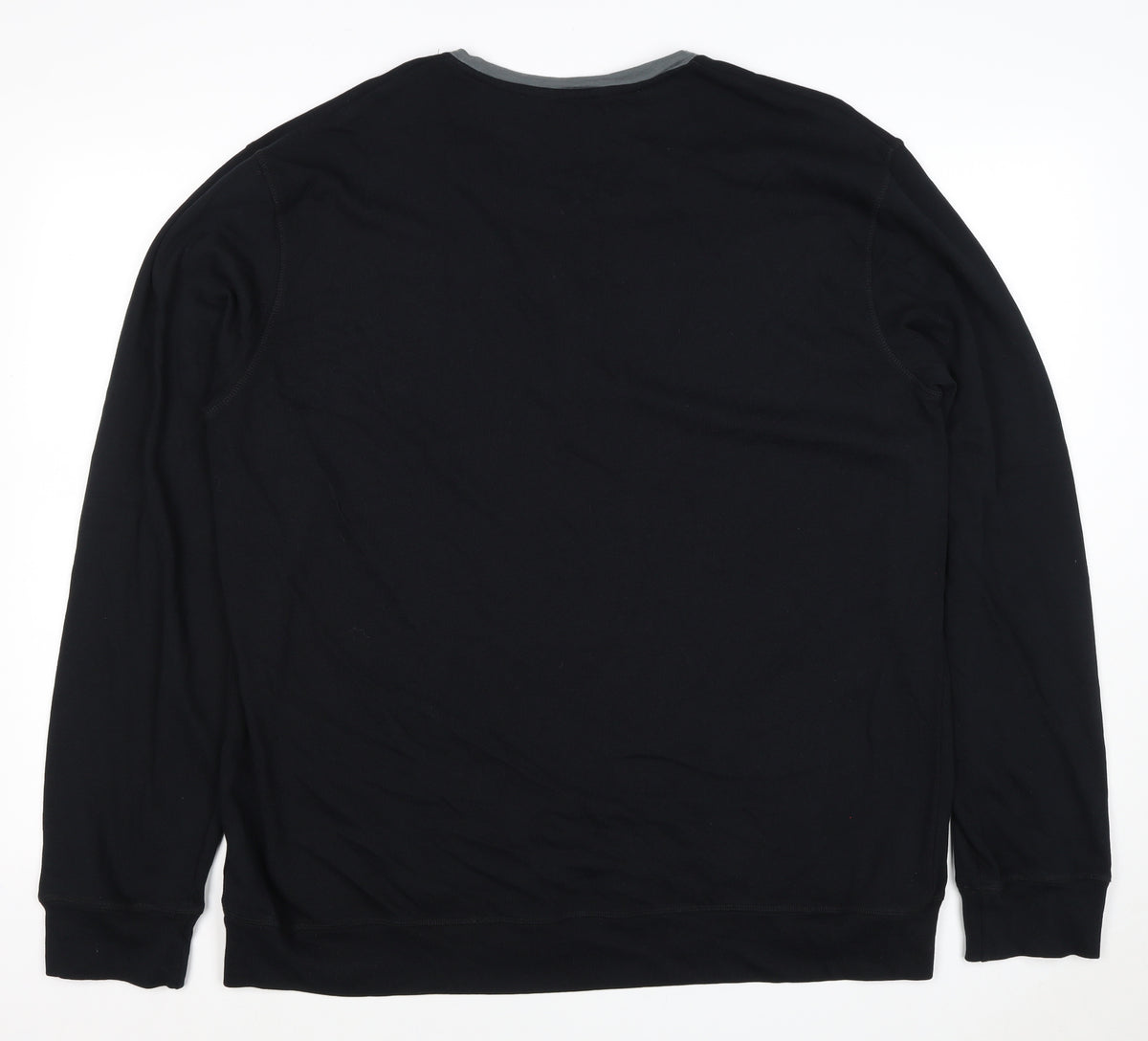 Next Men’s Black XL Cotton Henley Button Logo Sweatshirt