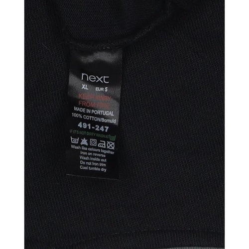 Next Men’s Black XL Cotton Henley Button Logo Sweatshirt