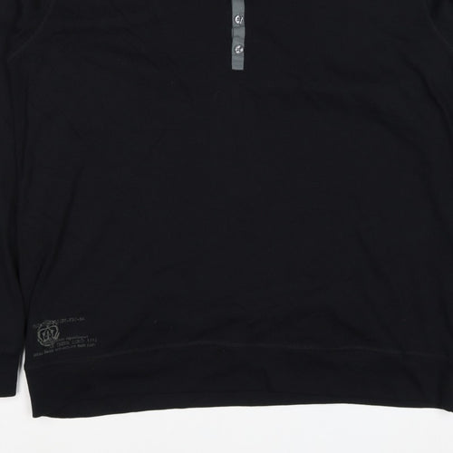 Next Men’s Black XL Cotton Henley Button Logo Sweatshirt