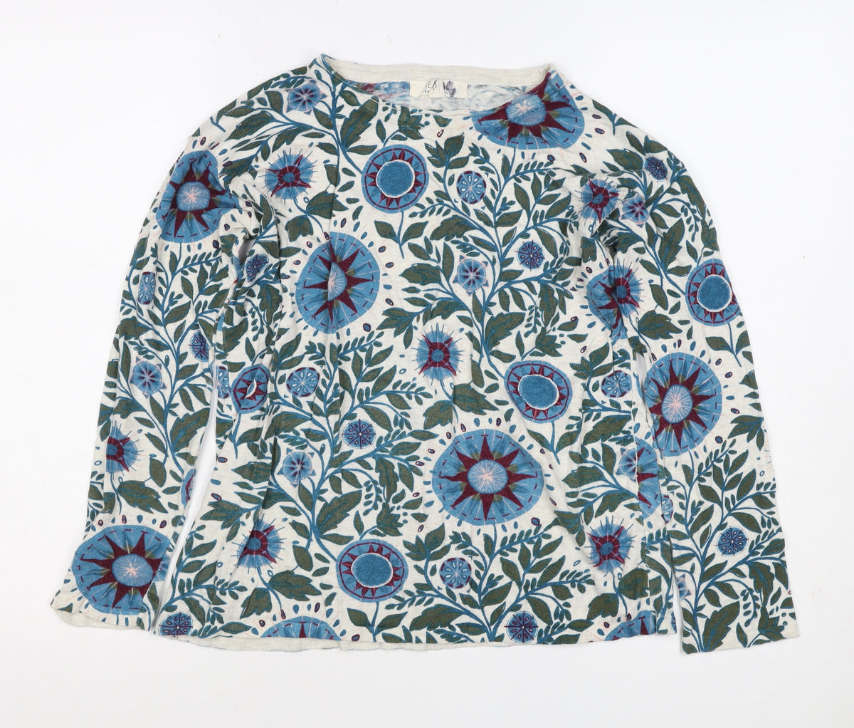 Seasal Women’s Multicoloured Floral Jersey Long Sleeve T-Shirt UK 8