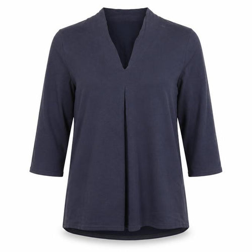 Roman Women Blue Size 12 V-Neck 3/4 Sleeve Roll Tab Blouse