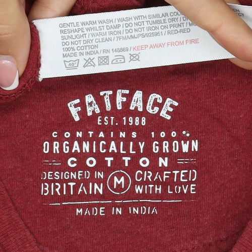 FatFace Men’s Red Cotton Crew Neck Logo T-Shirt Size M